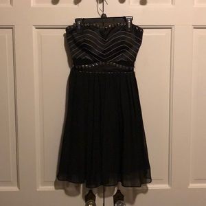 Rampage Black and Silver Strapless A-line Dress
